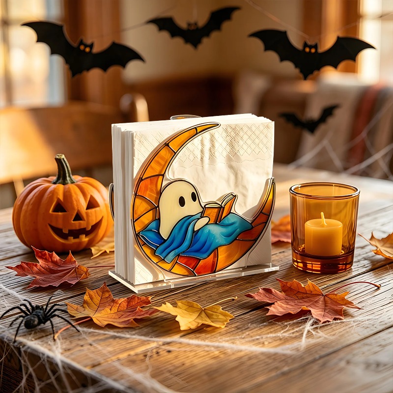 Agar Tissue Culture - Vintage Halloween Katzen-Kürbis-Geister-Acryl-Serviettenhalter für Tisch, Küche,