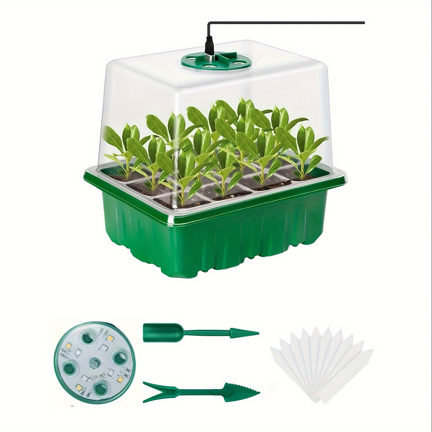 Humidity Dome Kit - Sämling-Anzuchtset - 1/2/3 Sets, 8 LED-Pflanzenlampen,