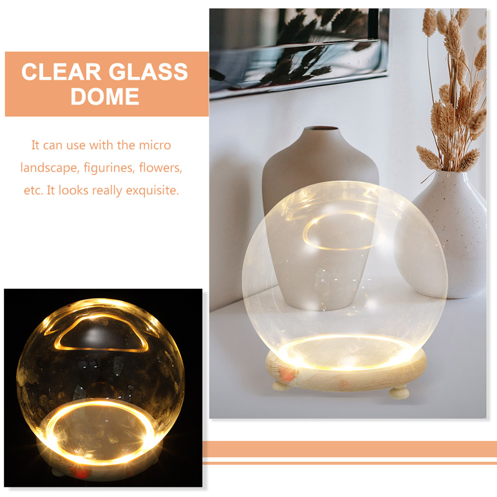 Klare Glaskuppel mit Holzsocke – Plastic Dome Clear Bewertung und Preis